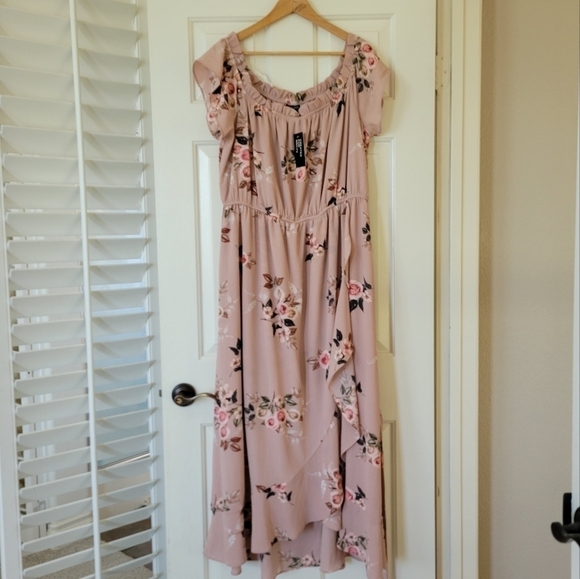 City Chic Plus Size Rose Play Floral Pink Dress XS 14 - Picture 4 of 13